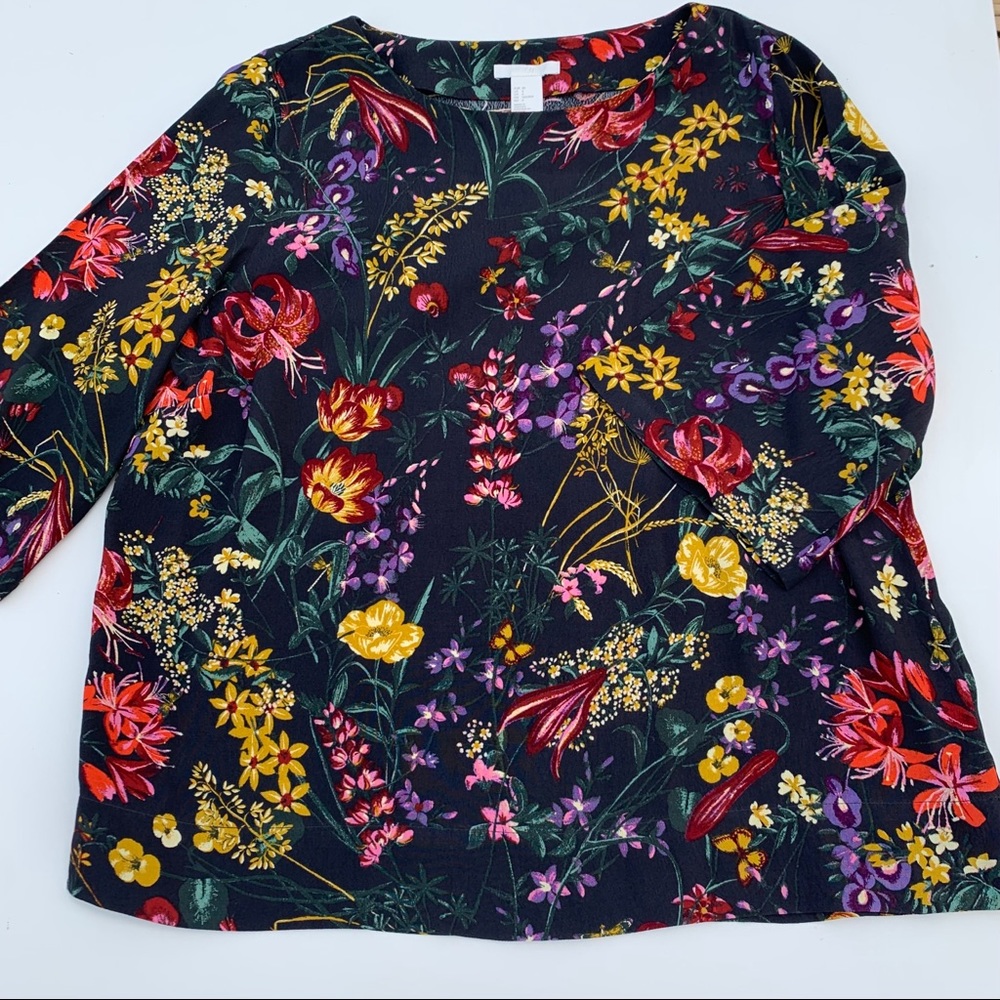 H&M Black Floral Blouse